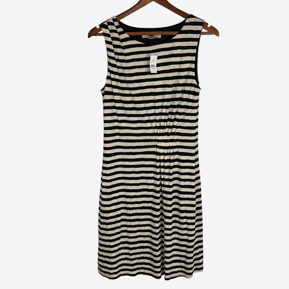 LOFT Dresses & Skirts - Ann Taylor LOFT Striped Sleeveless Dress Size M Pleated Waist Knee Length NEW